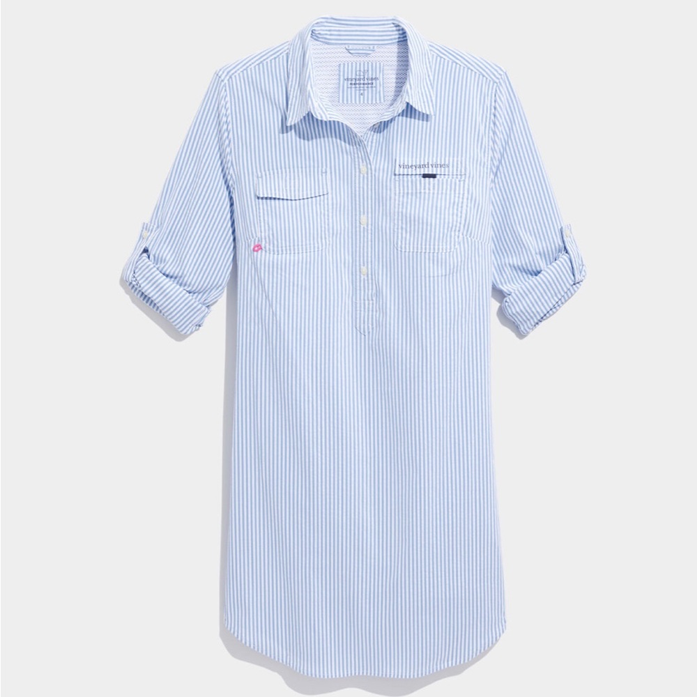 Vineyard Vines Light Blue and White Striped Swim Coverup
